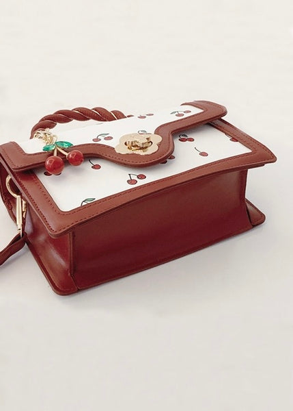Cherry Pattern Cherry Red/White Small Crossbody Handbag