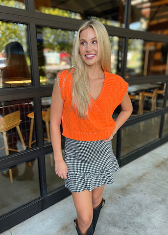 Blame It On My Momma Orange V Neck Sweater Vest