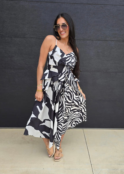 Island Dreams Black & White Maxi Dress