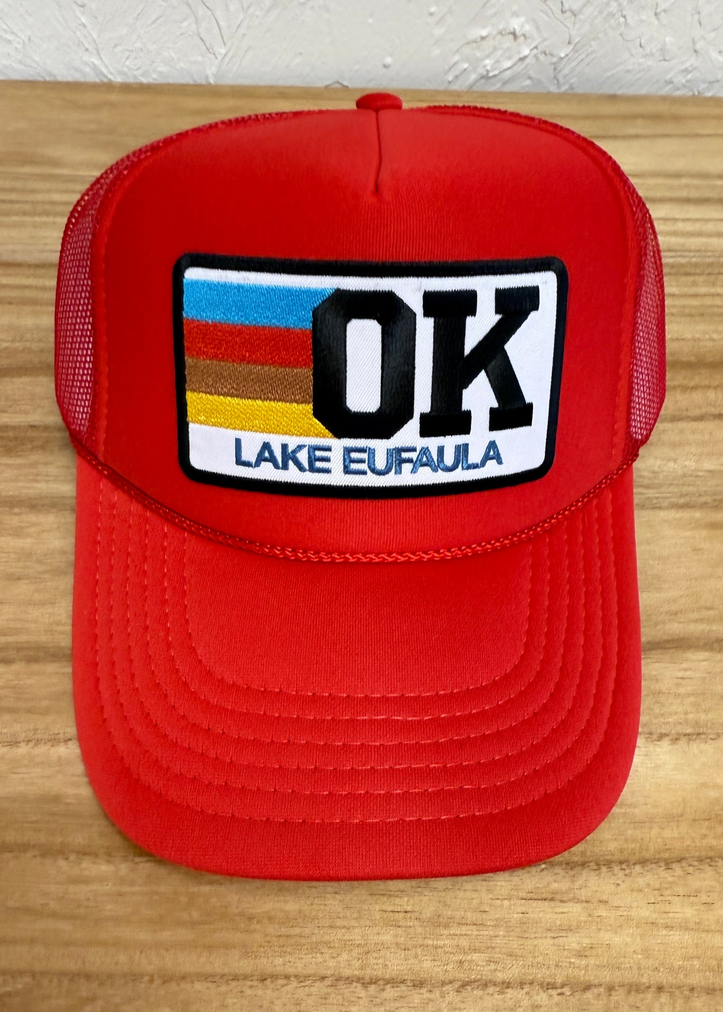 "OK Lake Eufaula" Red Trucker Hat