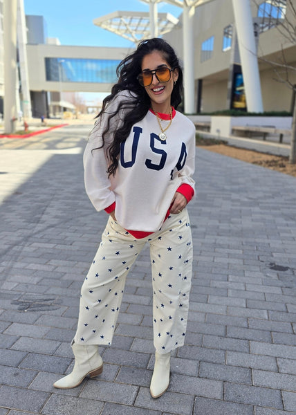 Star Struck Cream Barrel Jeans