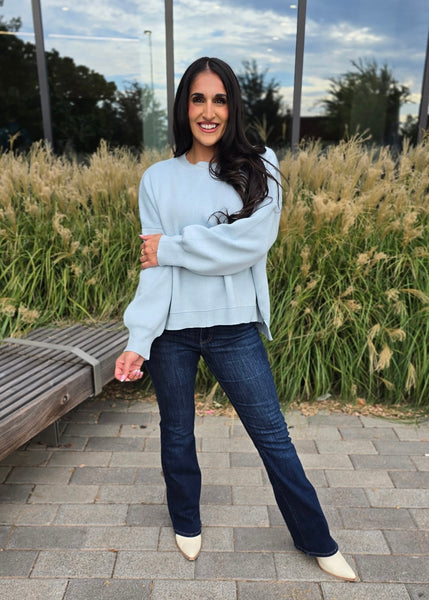 Just My Type Baby Blue Crew Neck Sweater