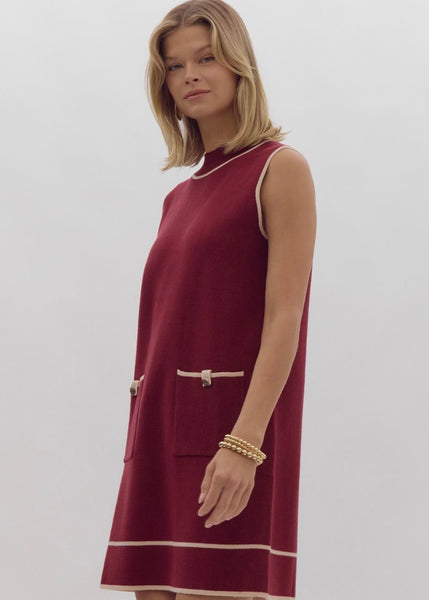 Forever Fabulous Merlot Sleeveless Sweater Dress