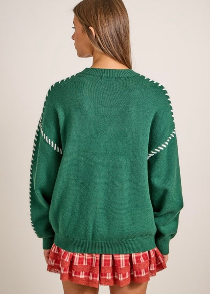 "Santa Baby" Green Christmas Knit Sweater