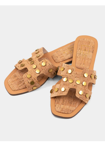 Donatella Studded Cork Sandal