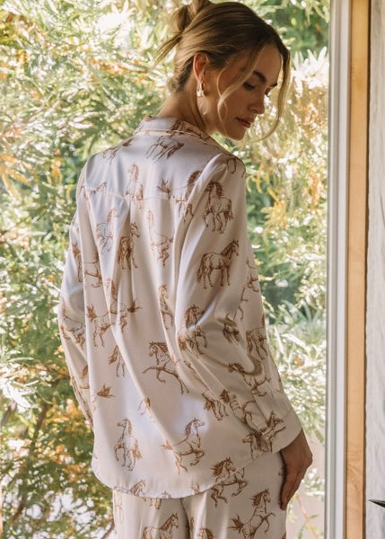 Horse Play Button Up Long Sleeve Shirt