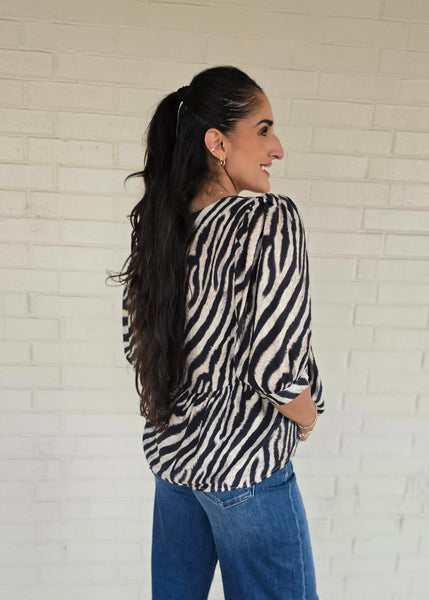 Admire The Beauty Gold Button Tiger Print Top