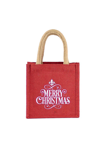 Merry Christmas Fleur Petite Gift Tote-Red/White