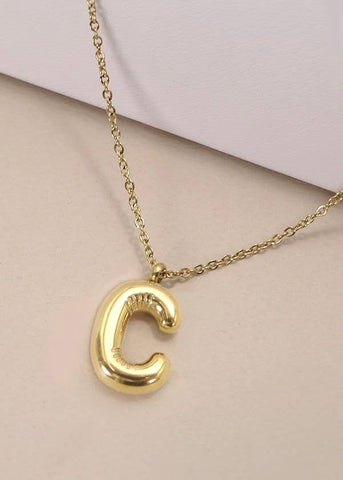 18K STAINLESS STEEL TARNISH FREE  INITIAL NECKLACE | C