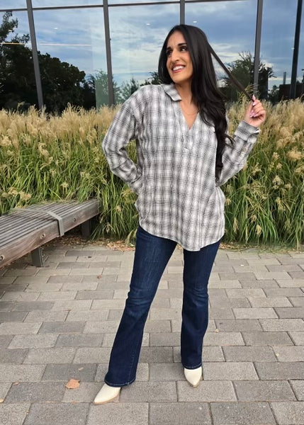 Plan On It Oversized Plaid Top