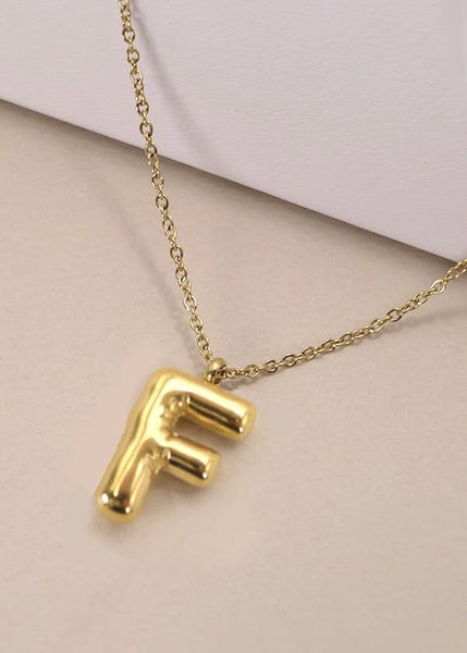 18K STAINLESS STEEL TARNISH FREE  INITIAL NECKLACE | F