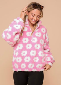 Daisy Days Pink Sherpa Pullover