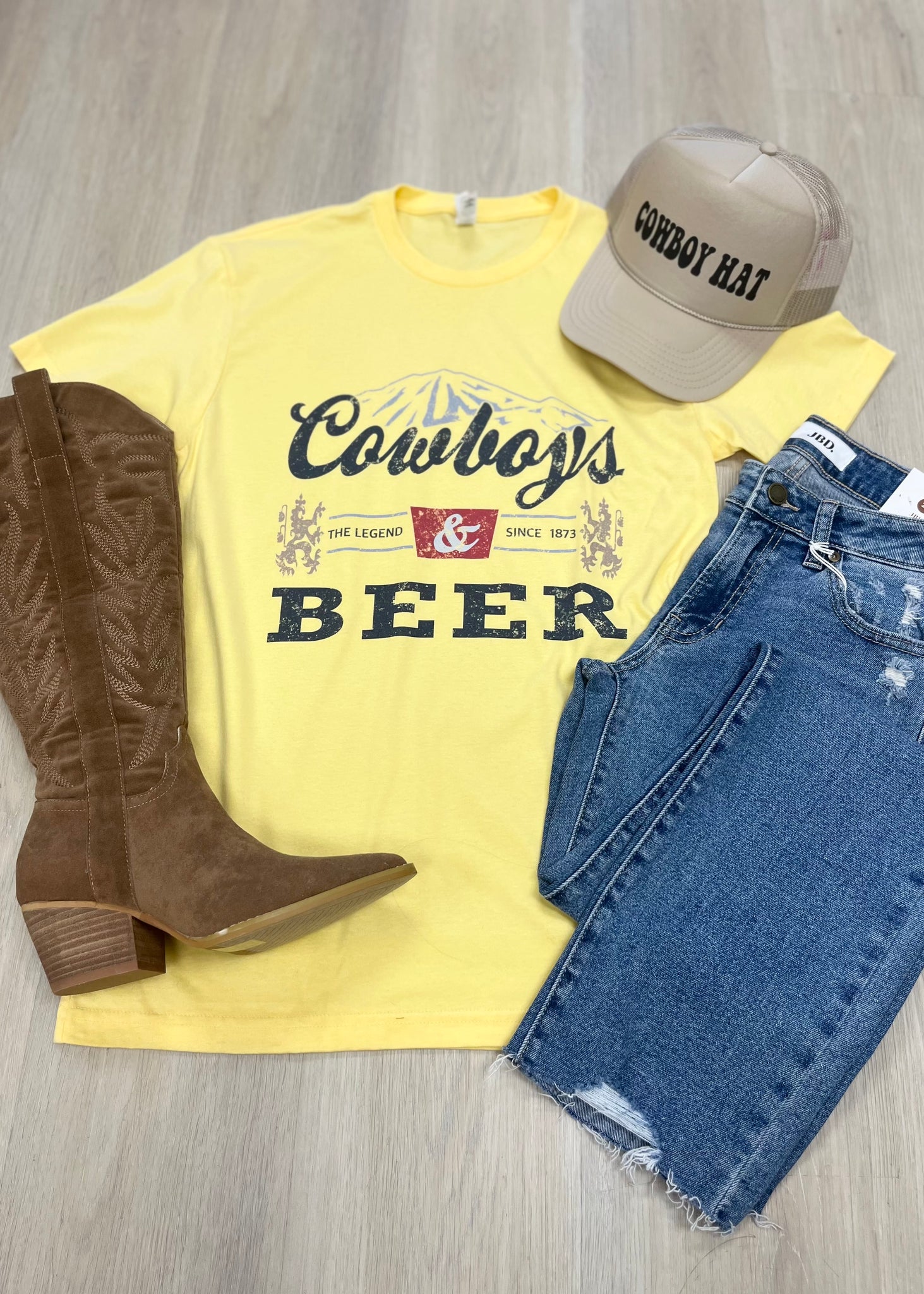 Cowboys & Beer Yellow Graphic Tee