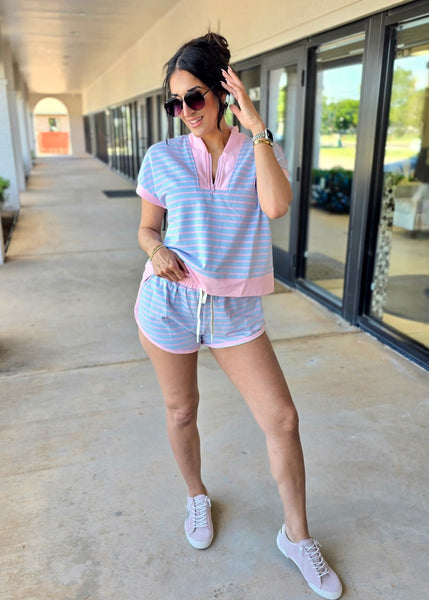 Cotton Candy 2 Pc Striped Shorts Set