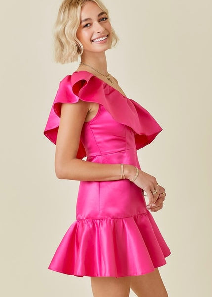 Too Sweet For Me Hot Pink One Shoulder Dress