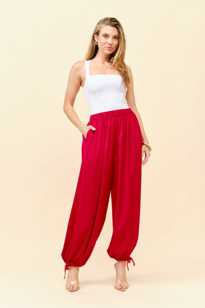 Walking Through Life Red Satin Pants