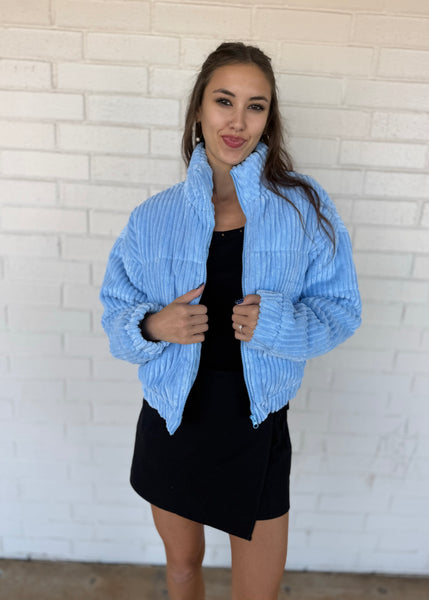 Isabelle Corduroy Padded Blue Jacket