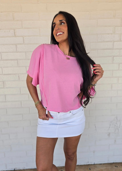Just Because Pink Mineral Washed Tee