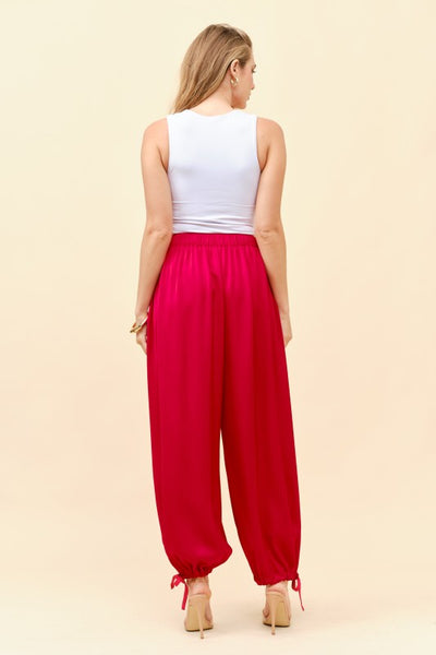 Walking Through Life Red Satin Pants