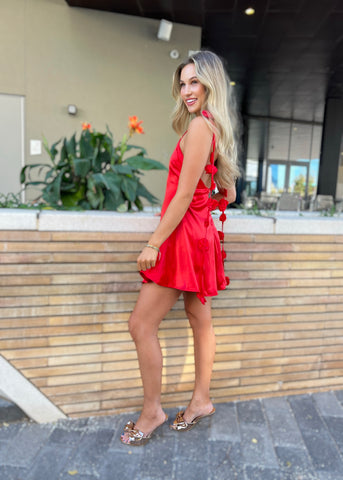 Reason To Celebrate Red Strapless Mini Dress