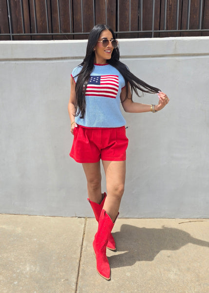 Proud American Flag Blue Sweater Vest