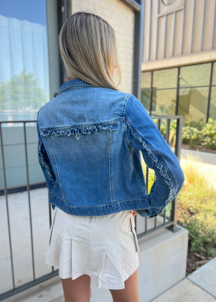 Grateful Days Ruffle Detailed Denim Jacket