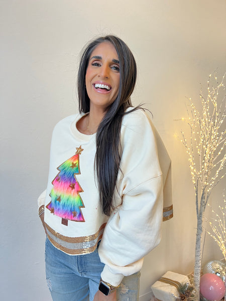 Furry Christmas Tree and Sparkles Sweatshirt