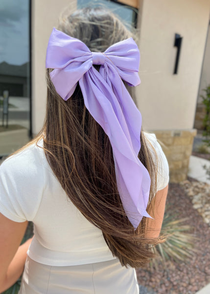 Satin Hair Bow: Lilac