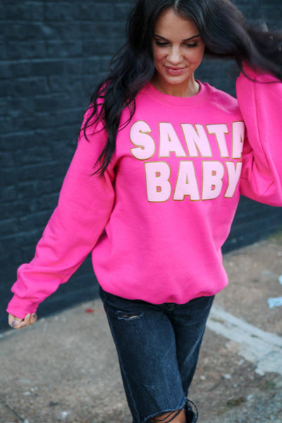 "Santa Baby" Bright Pink Sweatshirt