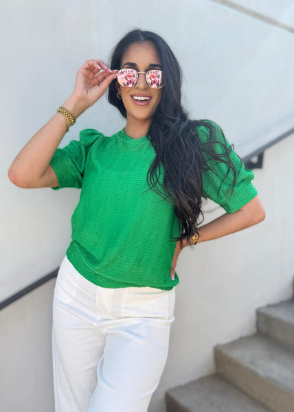 Caring For You Kelly Green Top - Medium