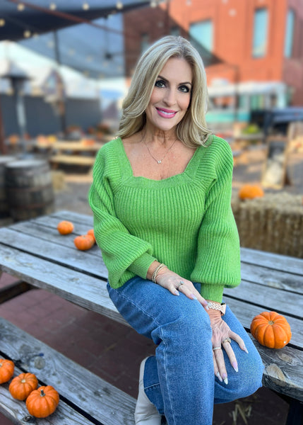 Deserve To Be Driven Green Knit Sweater