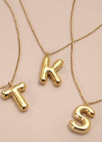 18K STAINLESS STEEL TARNISH FREE  INITIAL NECKLACE | S