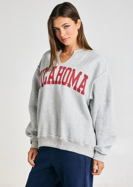 OKLAHOMA Split Neck Sweatshirt