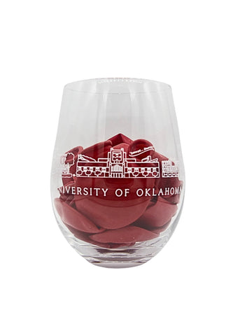 Oklahoma Skyline Stemless Wine Glass