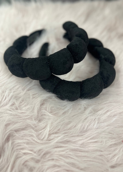 Spa Sponge Terry Towel Scalloped Headband - Black