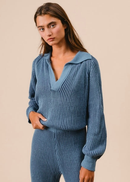 Striving Forward Navy Striped Sweater Pant & Top Set