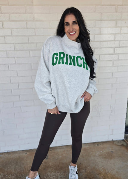 "Grinchy/Naughty" Reversible Mock Neck Sweatshirt