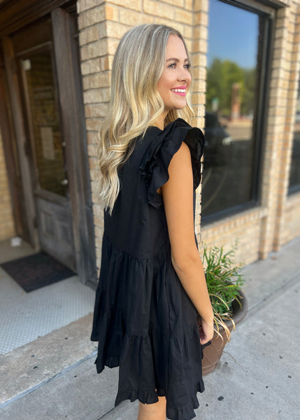 Freshen Up Black Tiered Dress