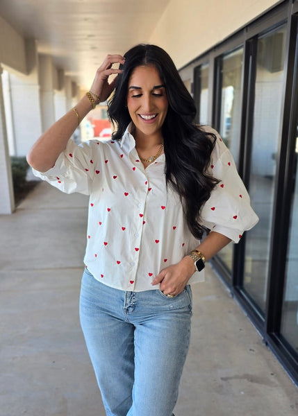 Love Is In The Air White Heart Top