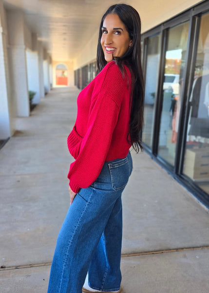 Rely On Me Red Button Up Cardigan