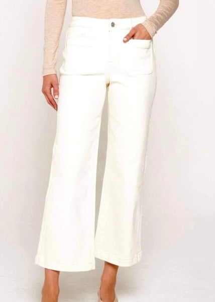 Ellie Off White Cropped Wide Leg Jean - size 25