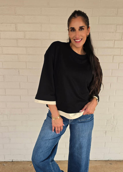 See The World Black/Cream Contrast Tee