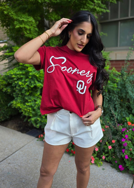 OU Sooners Chainstitch Crimson Stadium Tee