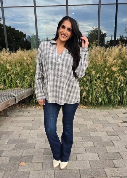 Plan On It Oversized Plaid Top