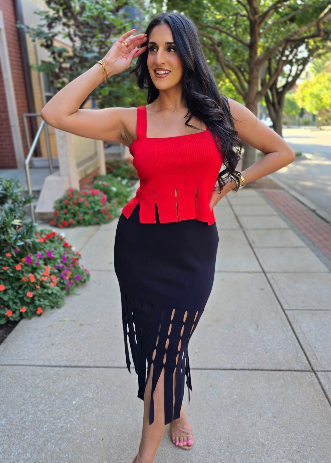 Just One Look Red Fringe Sweater Tank