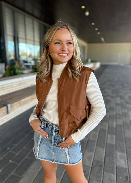 Just Another Day Ivory Mock Neck Knit Top