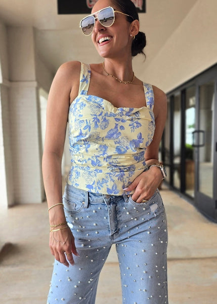 Choosing You Yellow Floral Tank Top