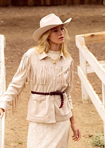 Country Girl Ivory Suede Fringe Jacket