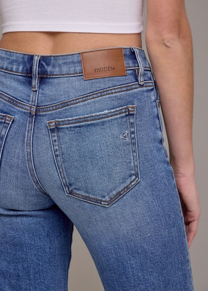 Ella Mid Rise Cuffed Straight Denim