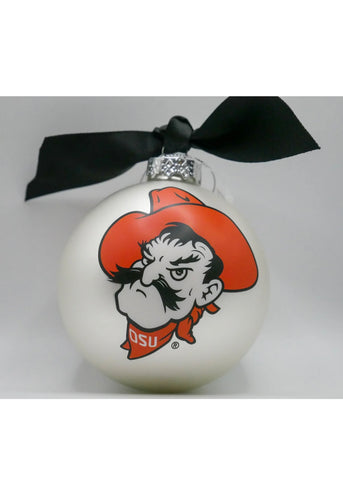 Oklahoma State Mascot Glass Ball Ornament